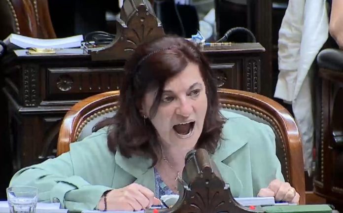 “Oligarca caballero”: Kelly Olmos recitó un himno peronista en medio del debate por la reforma laboral