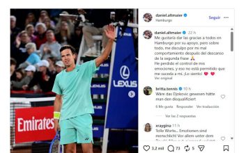 El ataque de furia de un tenista alemán: pateó una raqueta a la tribuna y estuvo al borde de la descalificación