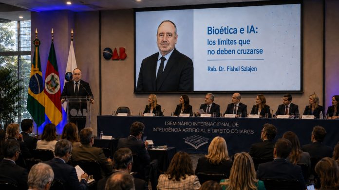 El rabino argentino Fishel Szlajen llevó la Ética del Límite al debate internacional sobre IA y Derecho en Porto Alegre