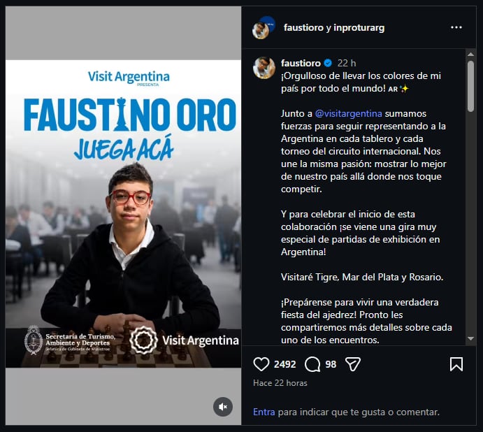 Faustino Oro realizará su primera gira en Argentina tras convertirse en Gran Maestro de ajedrez: dónde jugará y cómo ir a verlo