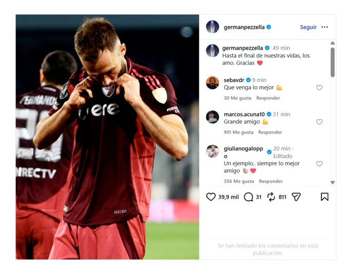 River Plate anunció la rescisión del contrato de Germán Pezzella: el sentido mensaje del defensor