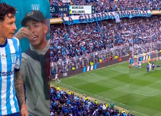 El golazo olímpico de Gastón Lodico con el que Racing se puso en ventaja ante Boca: el gesto previo de un hincha que se volvió viral