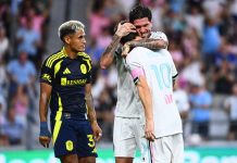 El partido de Messi en el empate del Inter Miami: golazo tras una combinación con De Paul y bronca por sus tiros en los palos