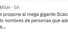 El posteo del presidente Javier Milei sobre el sueño de que Scaloni dirija alguna vez a Boca