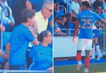 Escándalo en el ascenso de Inglaterra: un jugador agarró del cuello a un joven aficionado porque no le quiso entregar la pelota