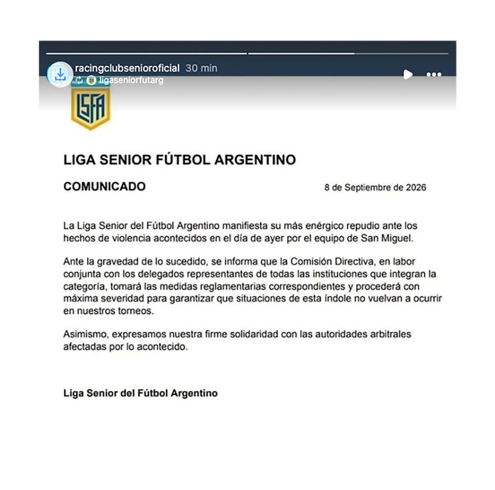 La denuncia por la brutal agresión de un futbolista a un juez de línea: la ejemplificadora pena para el jugador y el club San Miguel