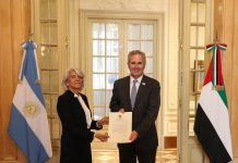 Pablo Quirno recibió las cartas credenciales de la nueva embajadora de Emiratos Árabes Unidos en el país