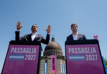Santiago y Manuel Passaglia hicieron su primer acto de campaña rumbo a las elecciones presidenciales: “Se acabaron los relatos”